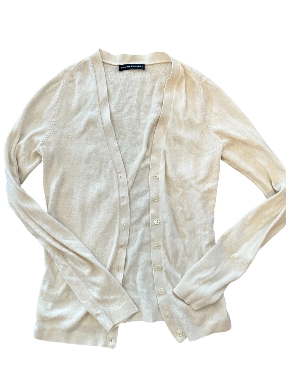 Brandy Melville Cream Button-Up V-Neck Cardigan